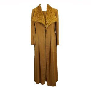 Design Todays Vintage Long Jacket One Tone 3 pc Suit w/Faux Fur Collar, Size XL